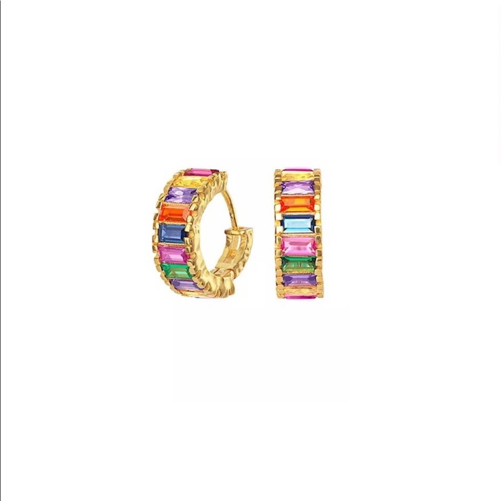 Rainbow gem ear huggies